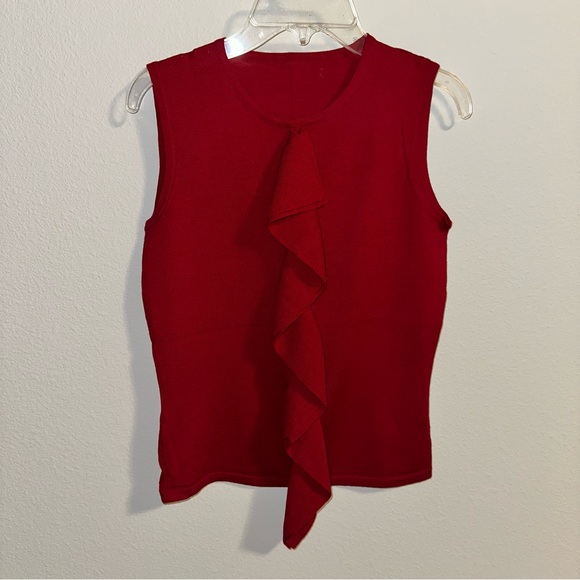 Merino fine wool sleeveless top shirt with the raffle. Size XS. - Picture 4 of 7